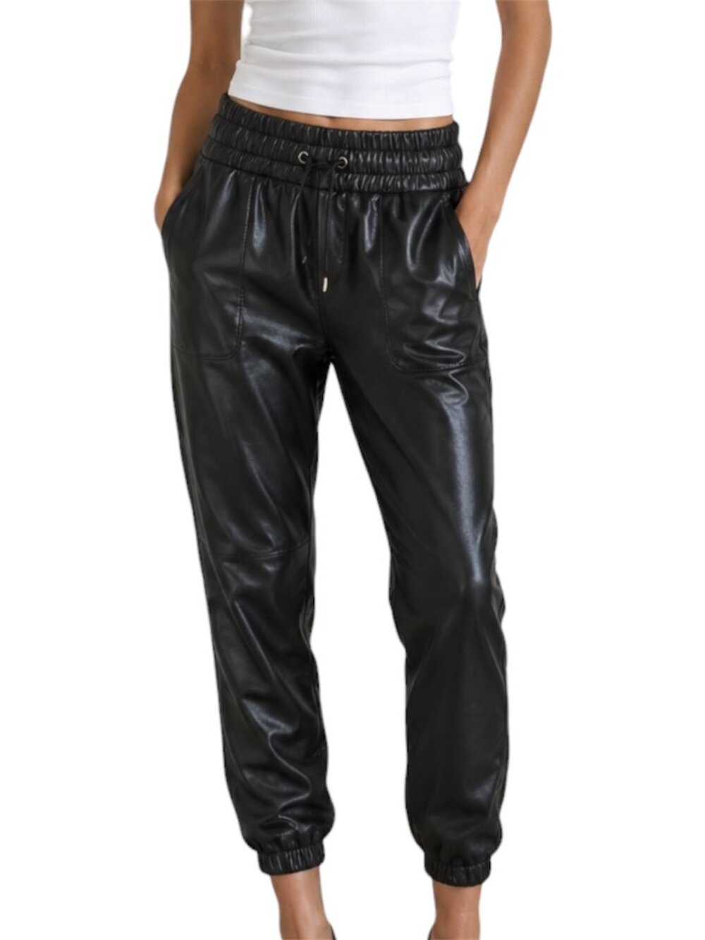 M NWT Joie Black Faux Leather Jogger Pants